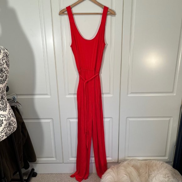 SIMPLE by Suzanne Betro Candy Apple Red Sleeveless Romper Women's size large - Picture 4 of 7